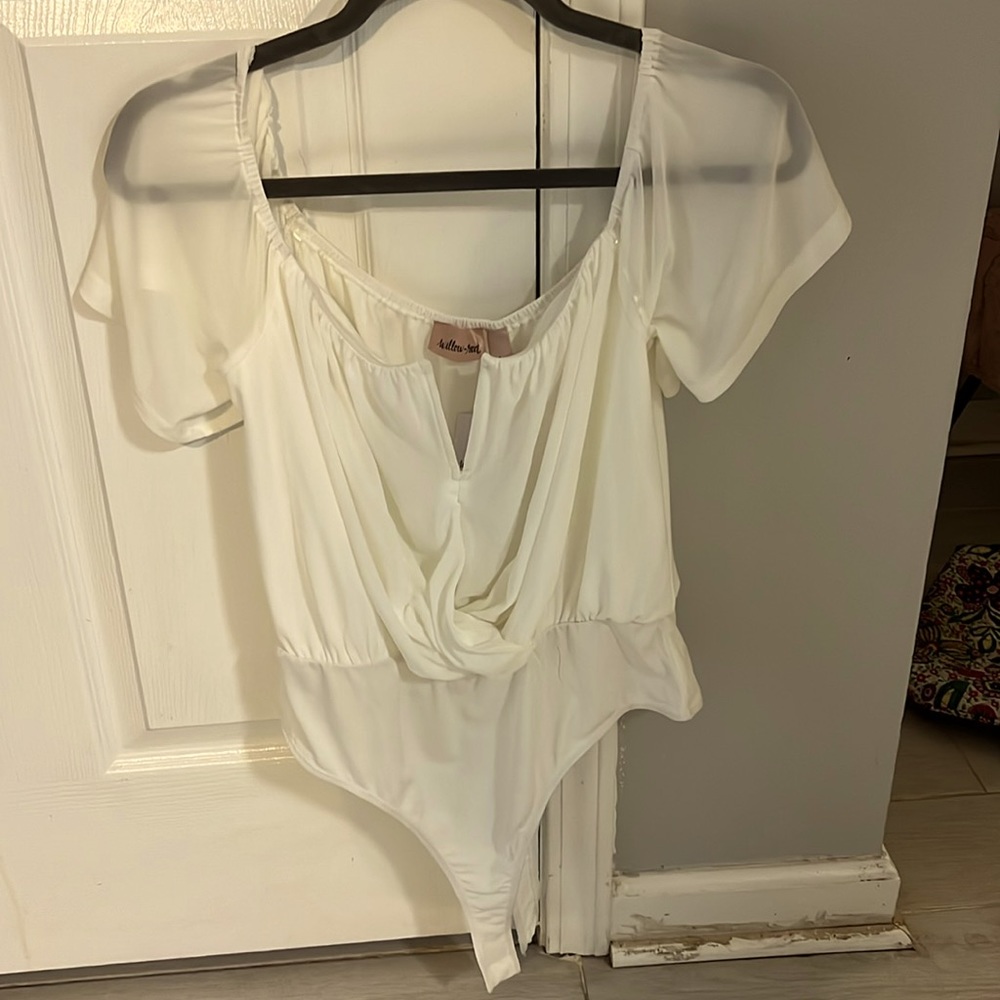 Mesh and white bodysuit/top